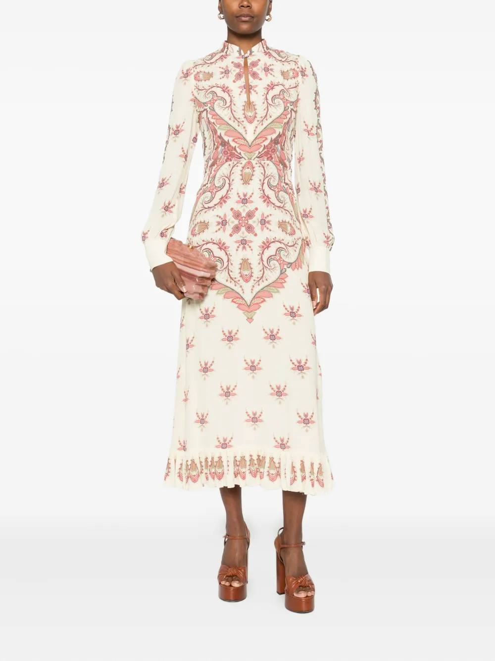 Etro Paisley-print Midi Dress In Neutral
