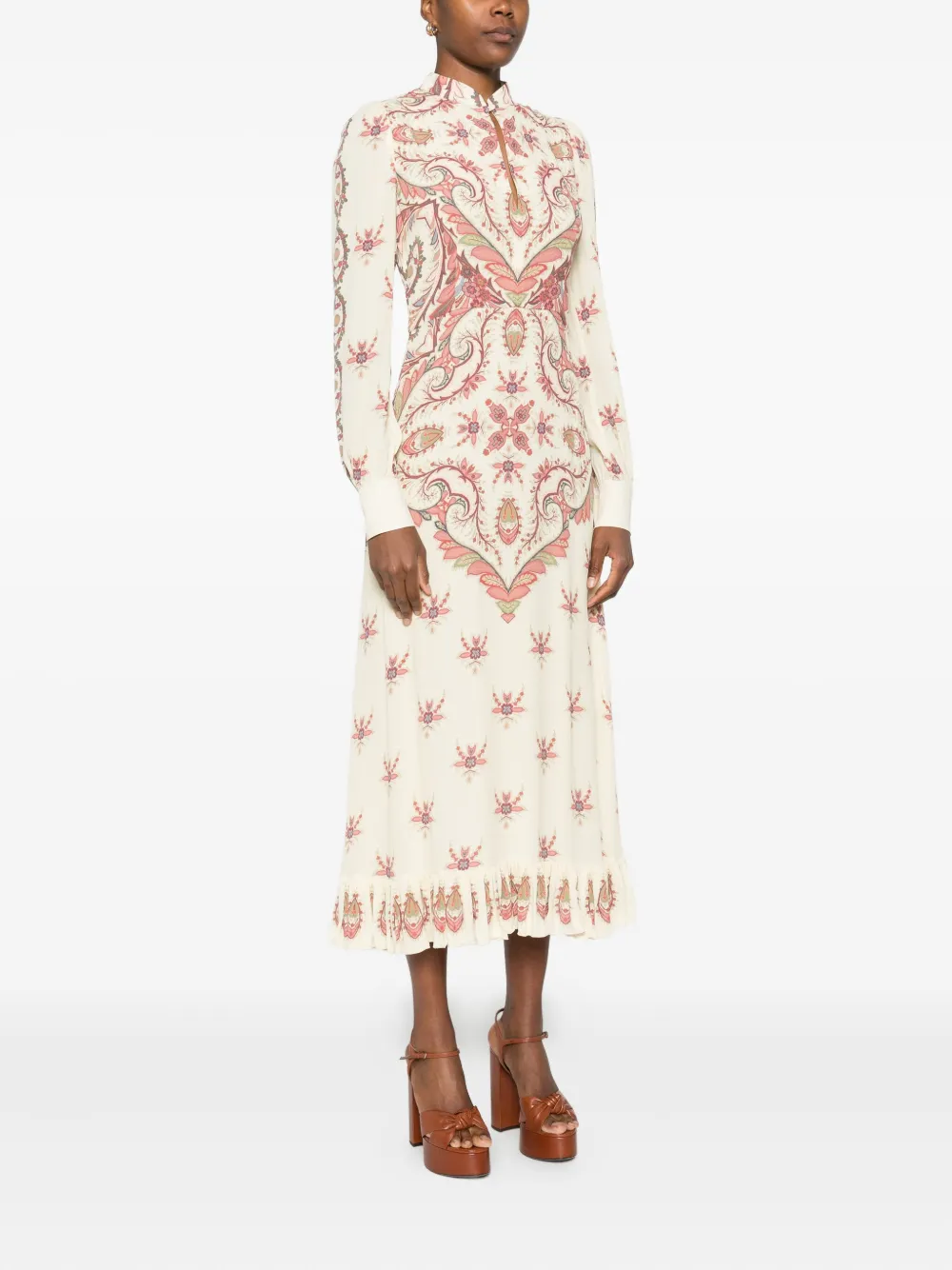 Etro Paisley-print Midi Dress In Neutral