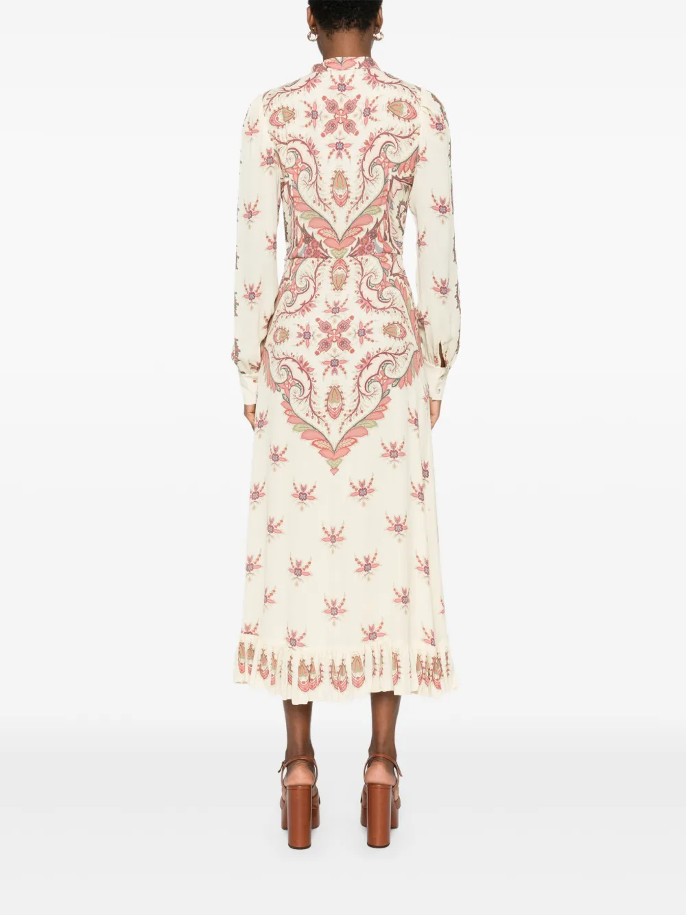 Etro Paisley-print Midi Dress In Neutral