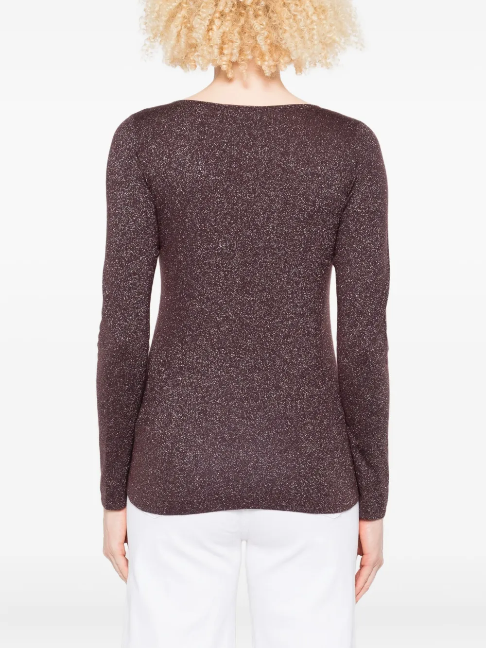 Brunello Cucinelli Trui met boothals en glitters Paars
