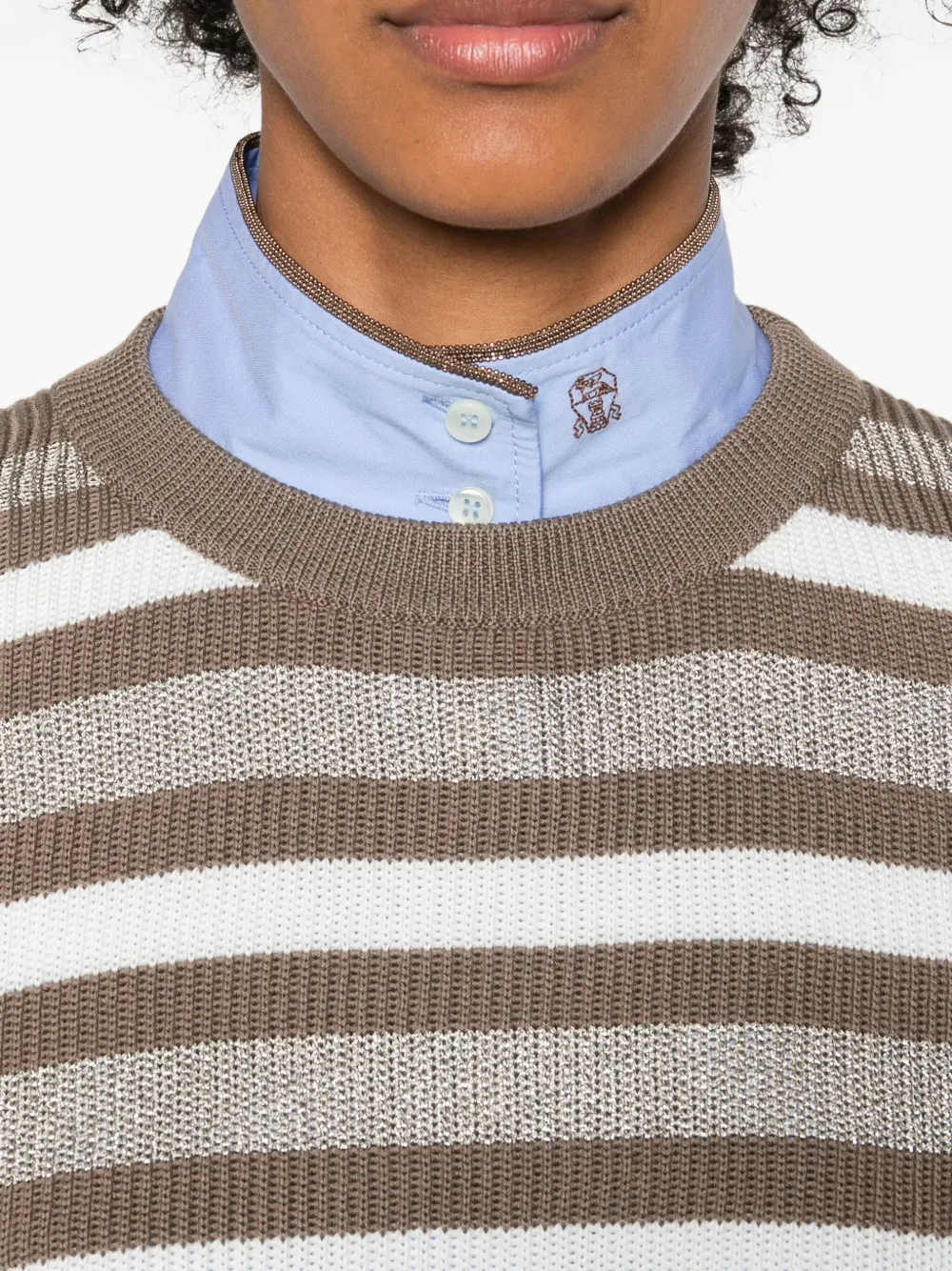 Brunello Cucinelli Striped Crew-neck Sweater In Multi