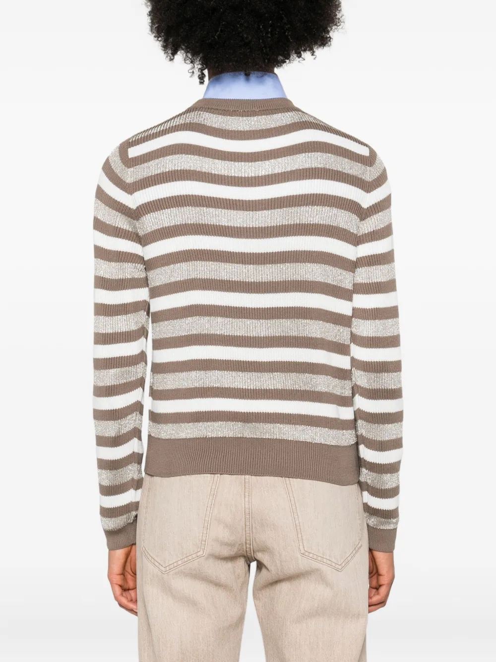 Brunello Cucinelli Striped Crew-neck Sweater In Multi