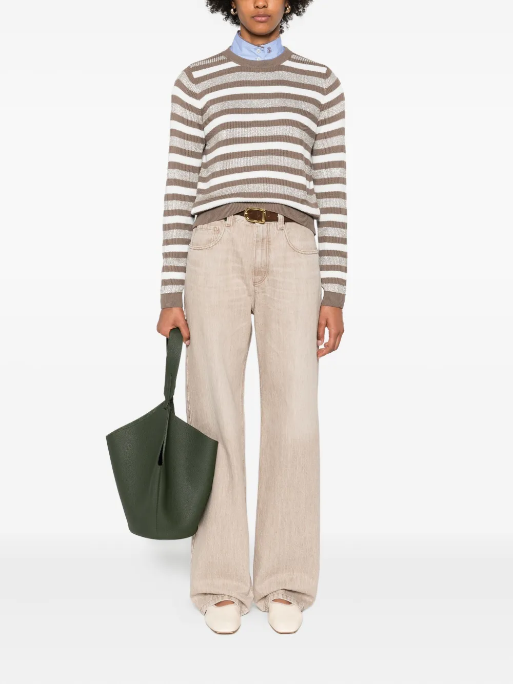 Brunello Cucinelli Striped Crew-neck Sweater In Multi