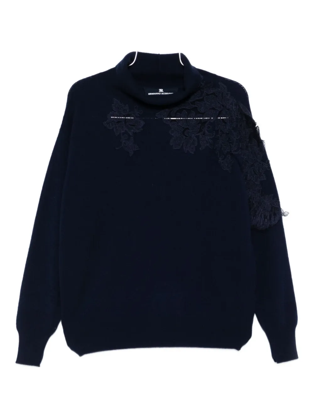 Ermanno Scervino Lace Appliqué Sweater In Blue