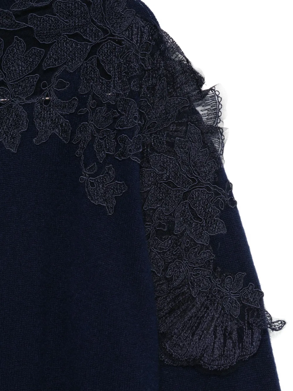 Ermanno Scervino Lace Appliqué Sweater In Blue