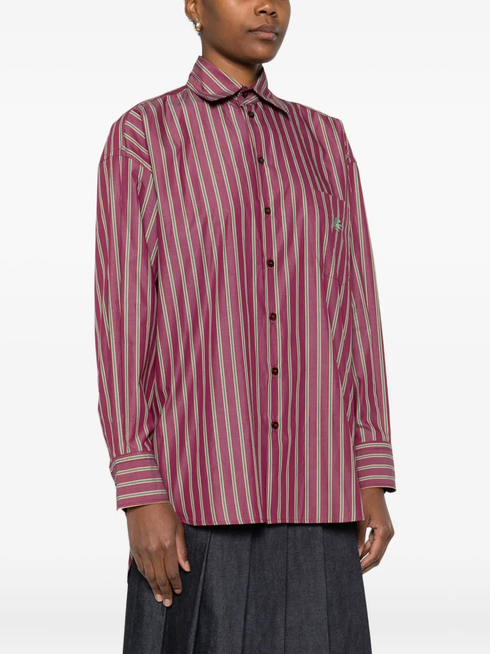Etro Striped Chest-pocket Shirt In Red