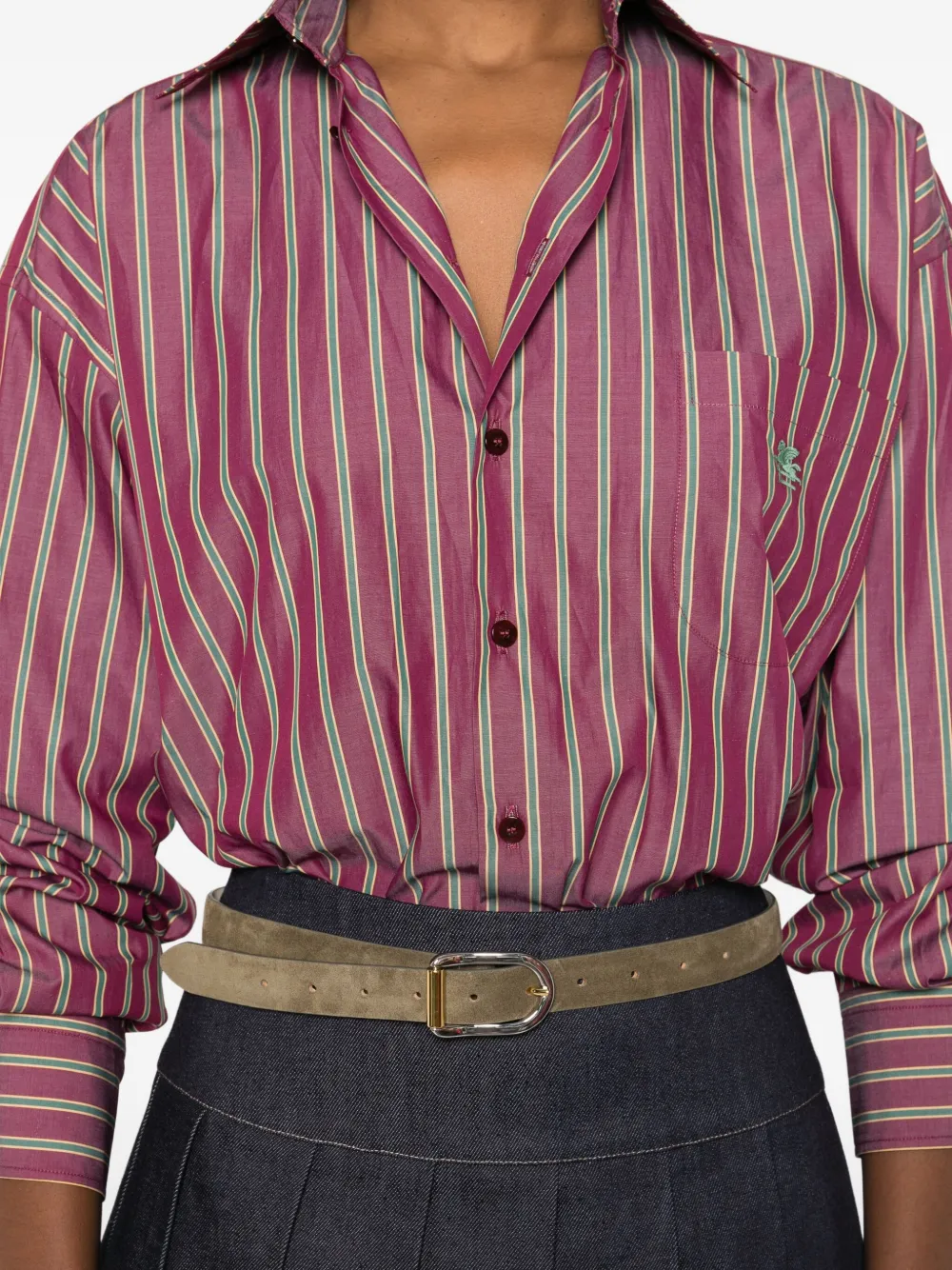 Etro Striped Chest-pocket Shirt In Red