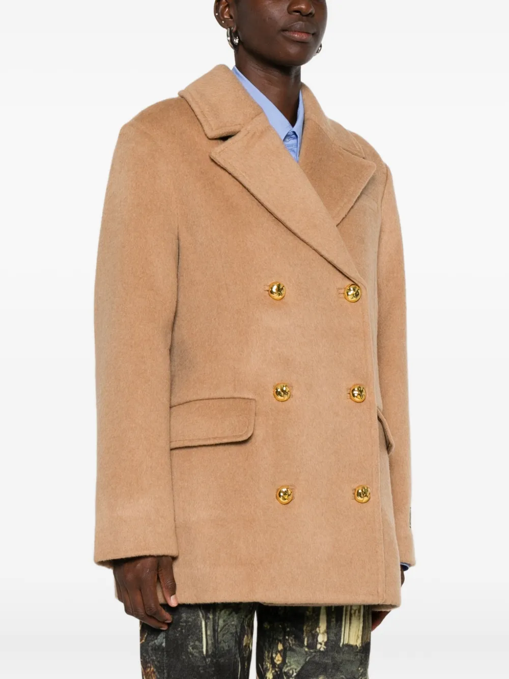 GANNI double-breasted jacket Beige