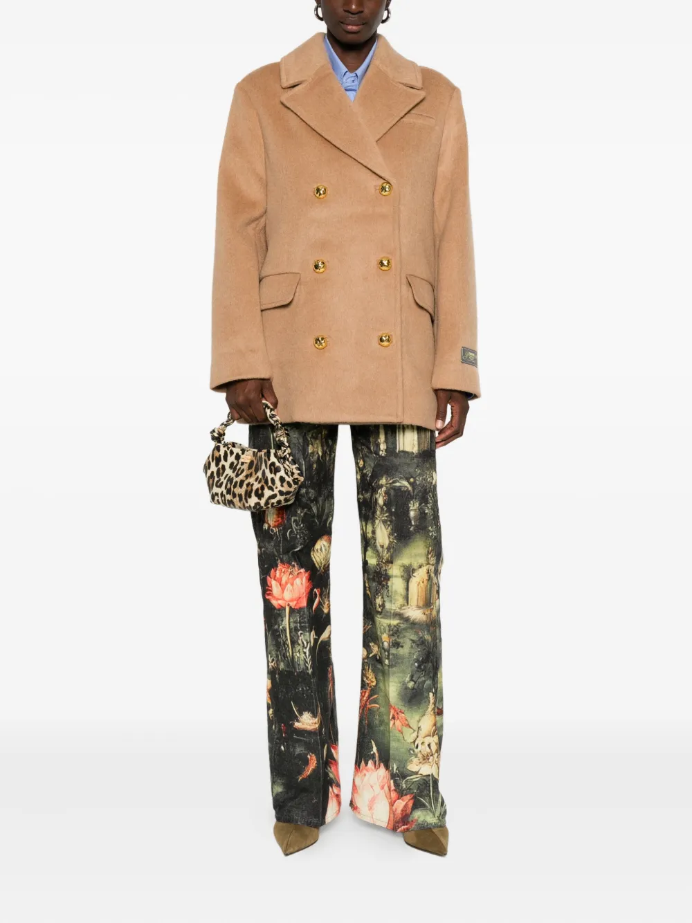 GANNI double-breasted jacket Beige