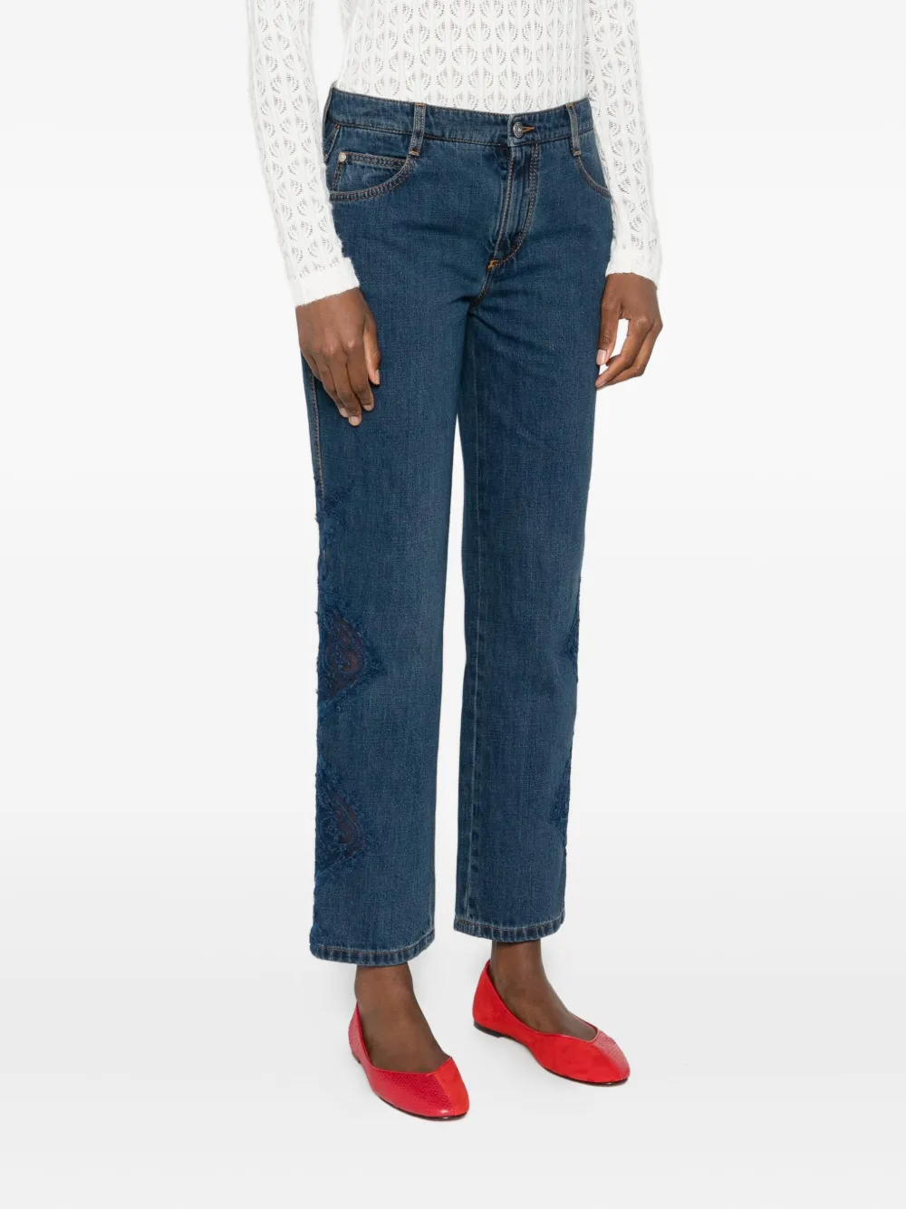 Ermanno Scervino Lace-embellished Jeans In Blue