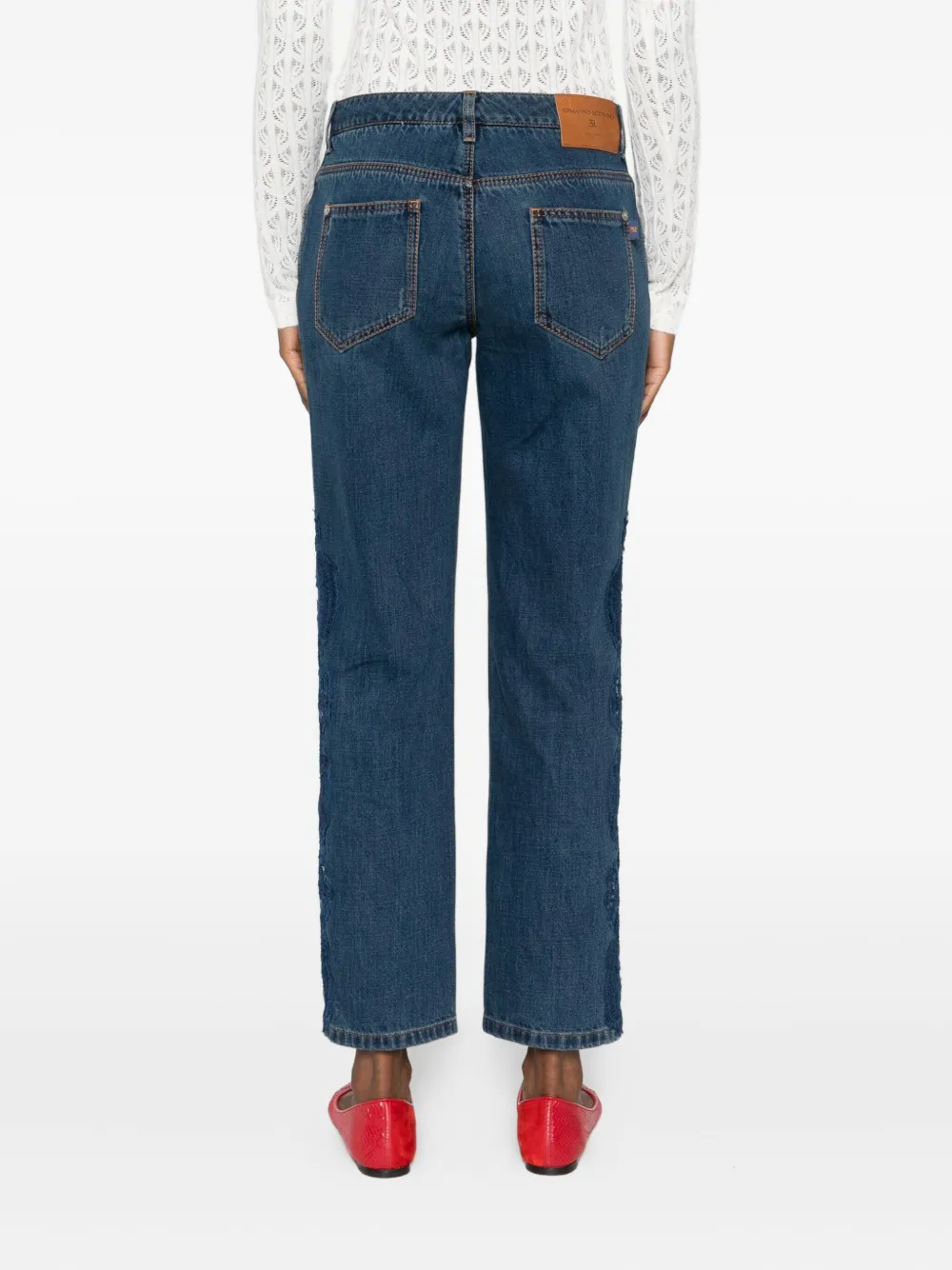 Ermanno Scervino Lace-embellished Jeans In Blue