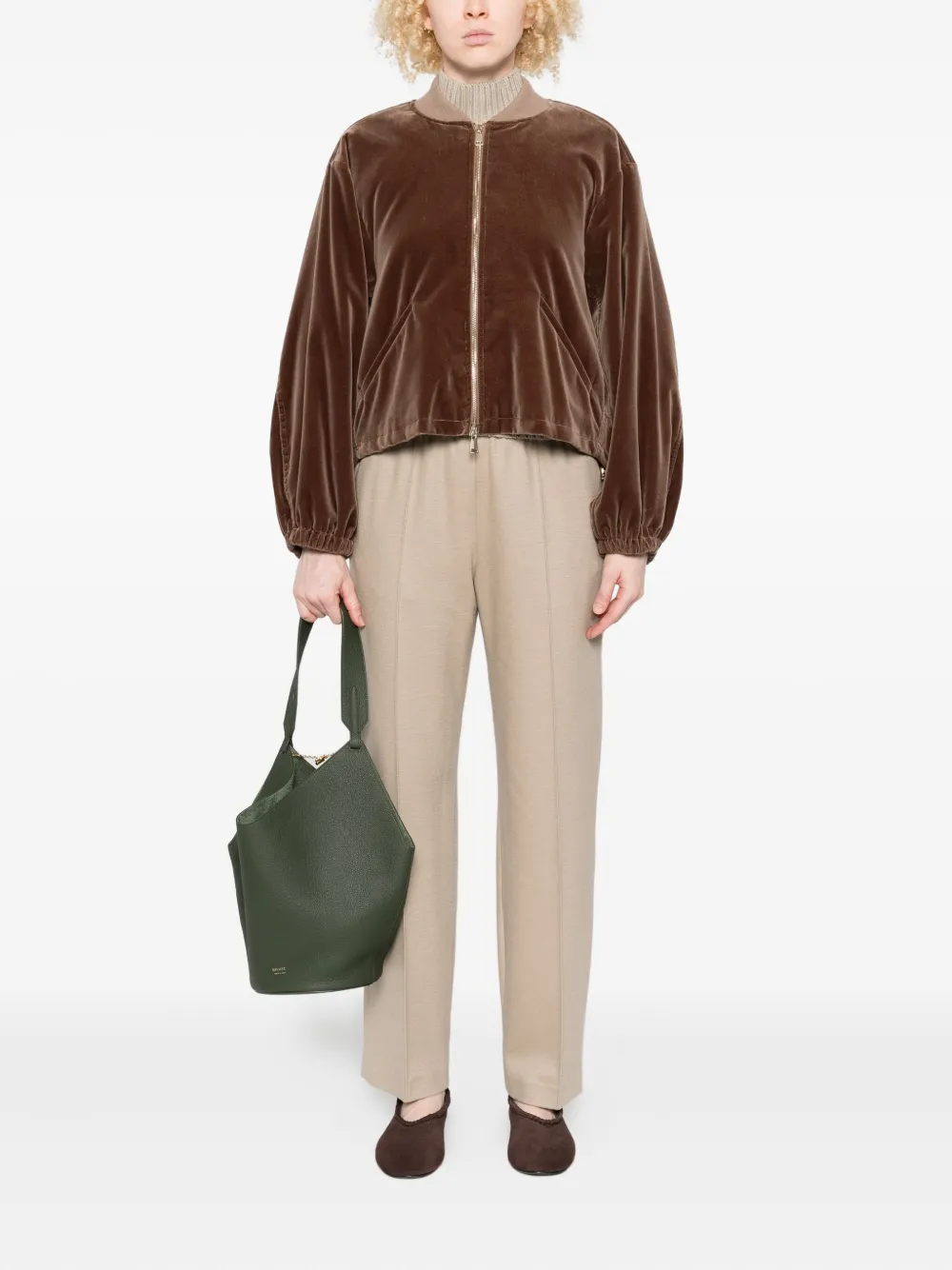 Fabiana Filippi velvet zip-up bomber jacket | Varsity Jackets | Image 2