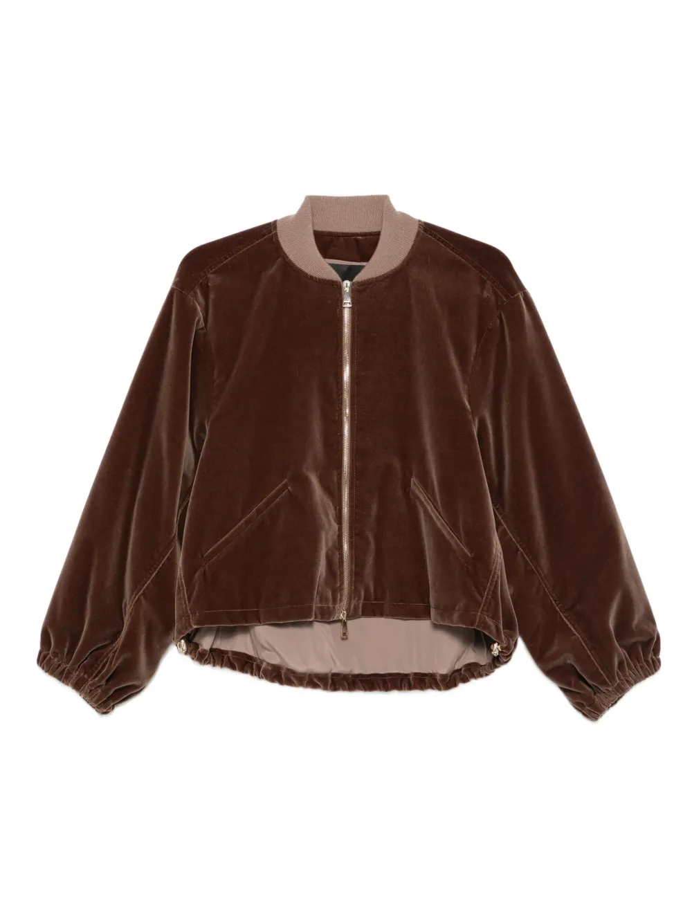 Fabiana Filippi velvet zip-up bomber jacket | Brown | Image 1
