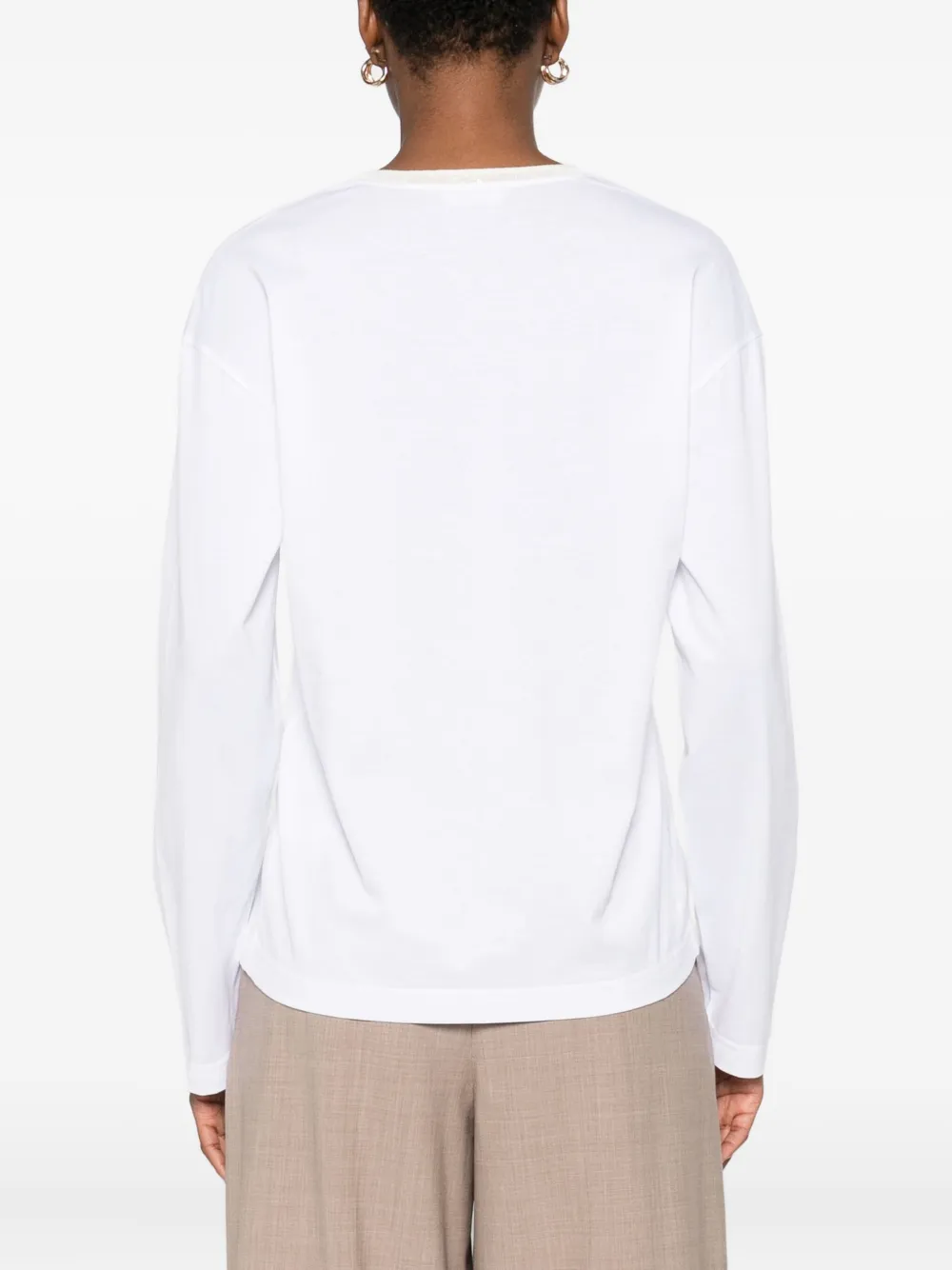 Fabiana Filippi Verfraaid T-shirt met V-hals Wit