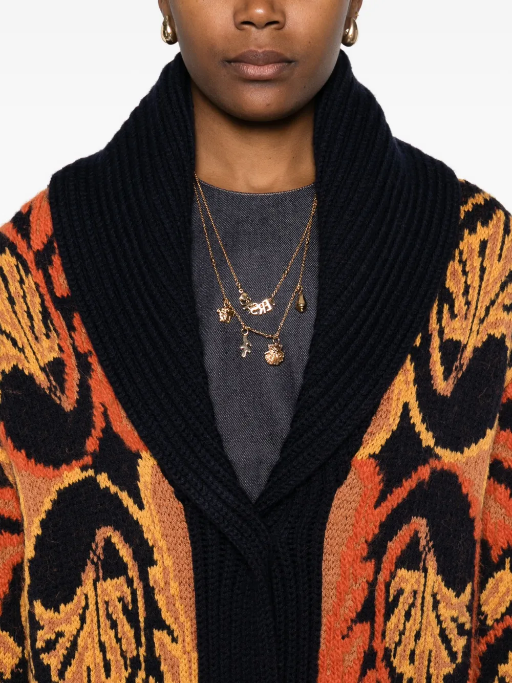 Etro Patterned Cardigan In Black