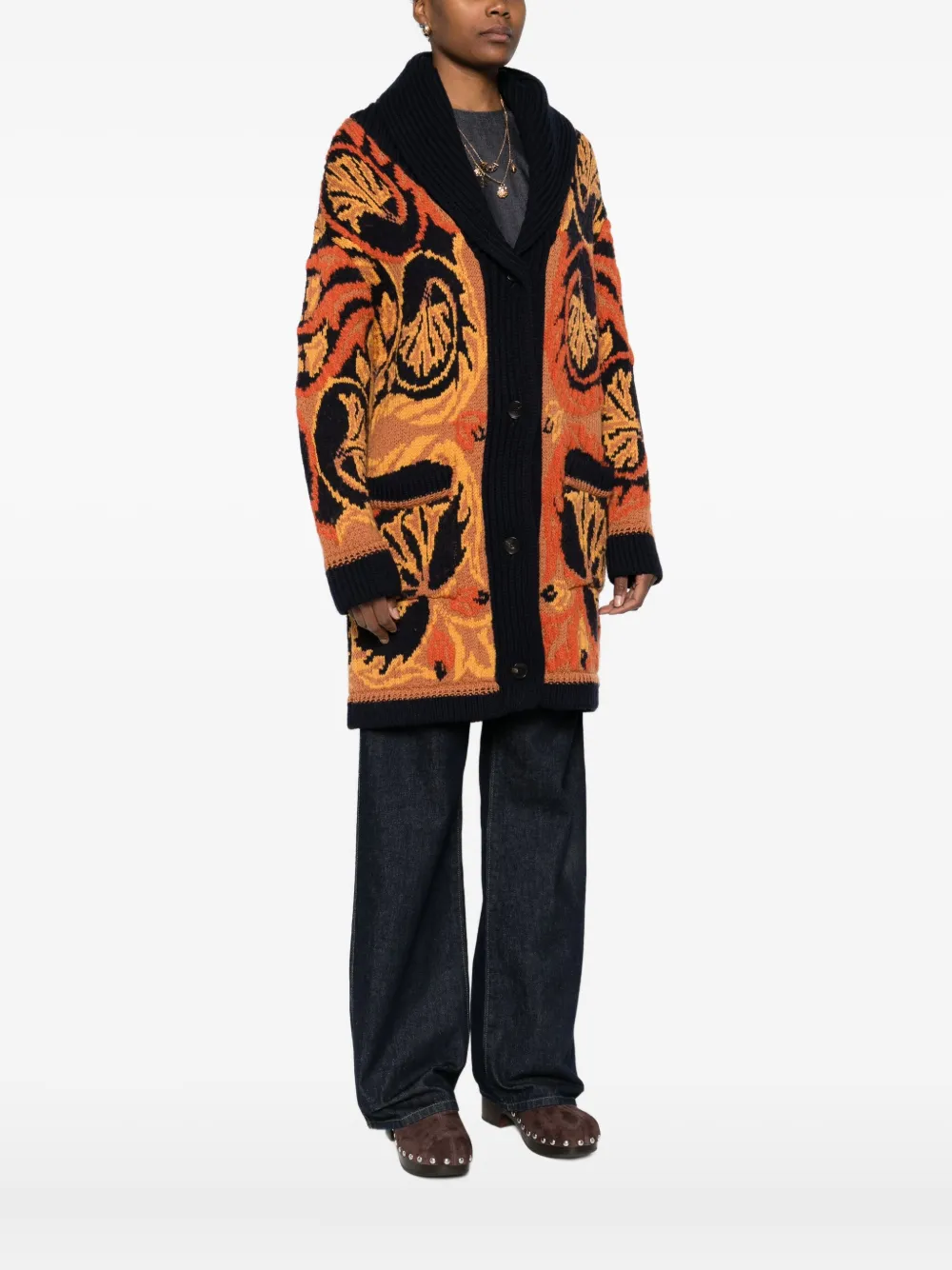 Etro Patterned Cardigan In Black