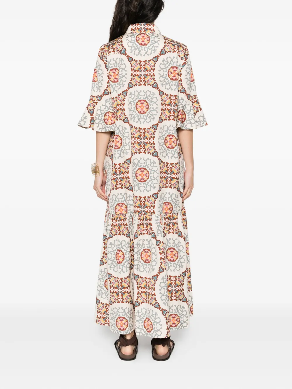 La DoubleJ patterned midi dress Beige