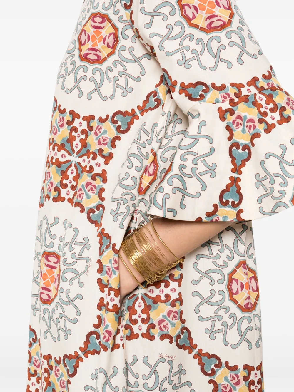 La DoubleJ patterned midi dress Beige