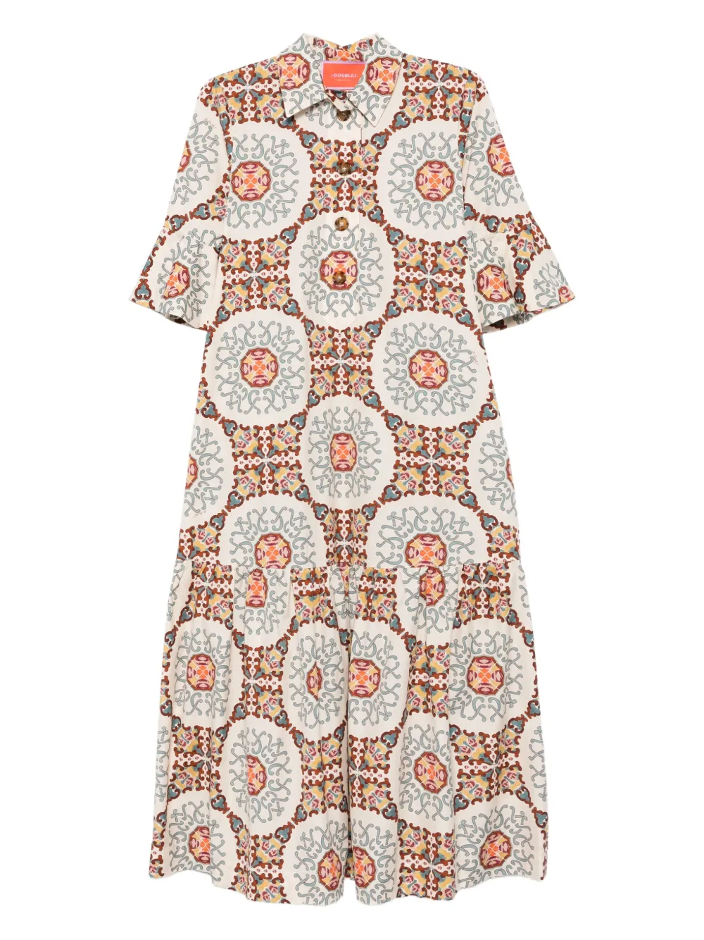 La DoubleJ patterned midi dress Beige