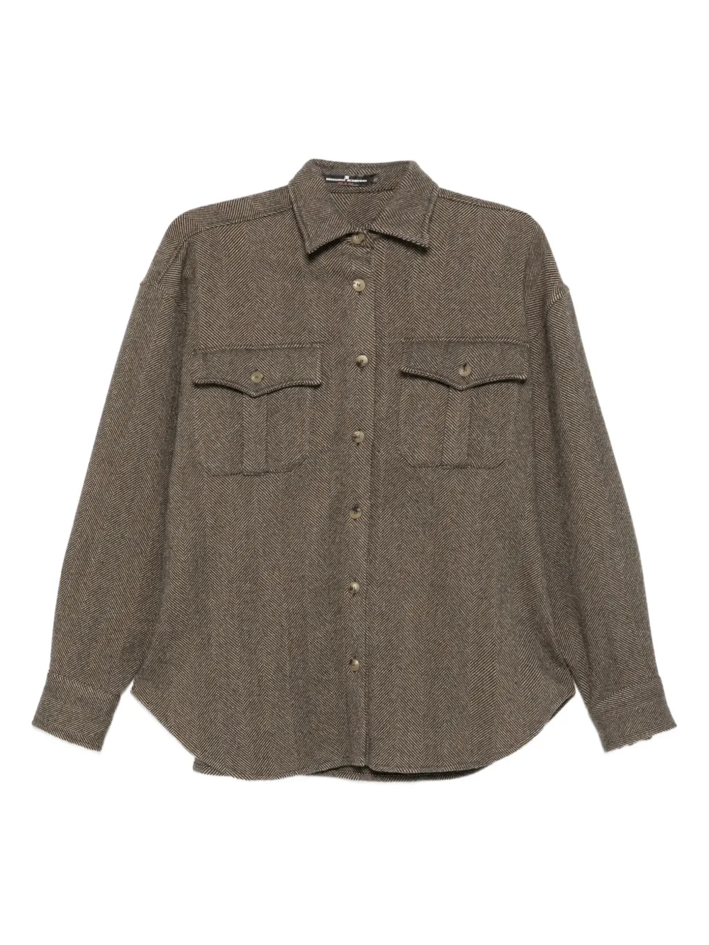 Ermanno Scervino herringbone-pattern flap-pocket shirt | Brown | Image 1