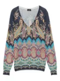 ETRO paisley-print V-neck sweater - Blue