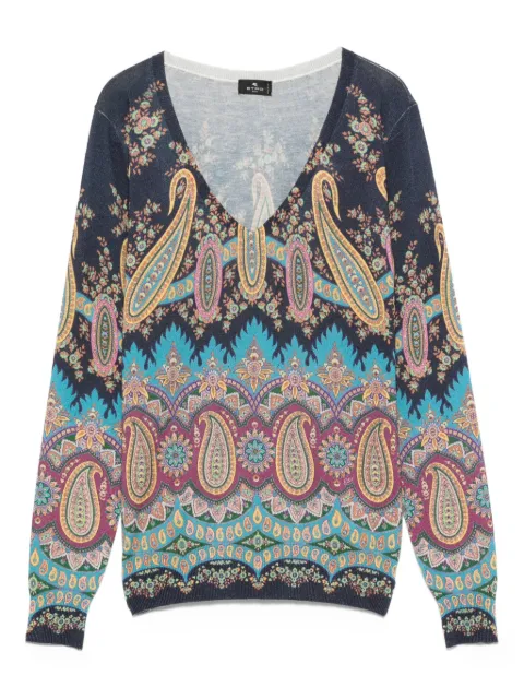 ETRO jersey con estampado de cachemira y cuello en V