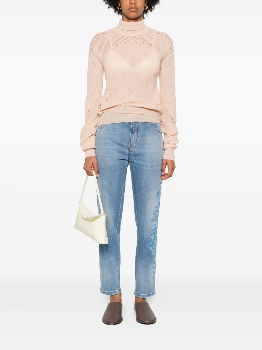 Ermanno Scervino Jeans met geborduurde bloemen - Blauw