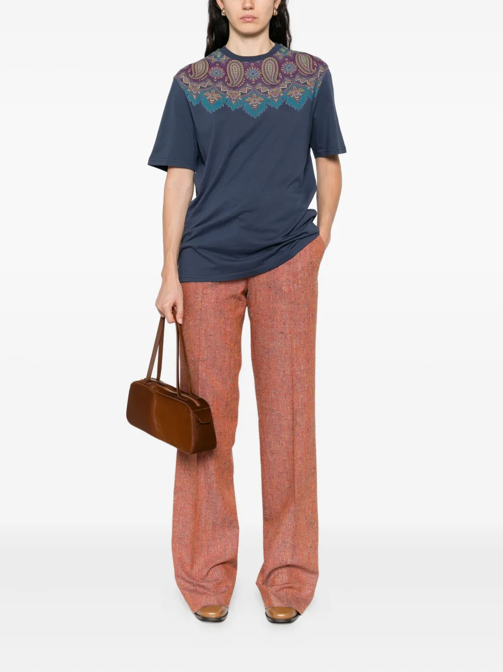 ETRO T-shirt met paisley-print Blauw