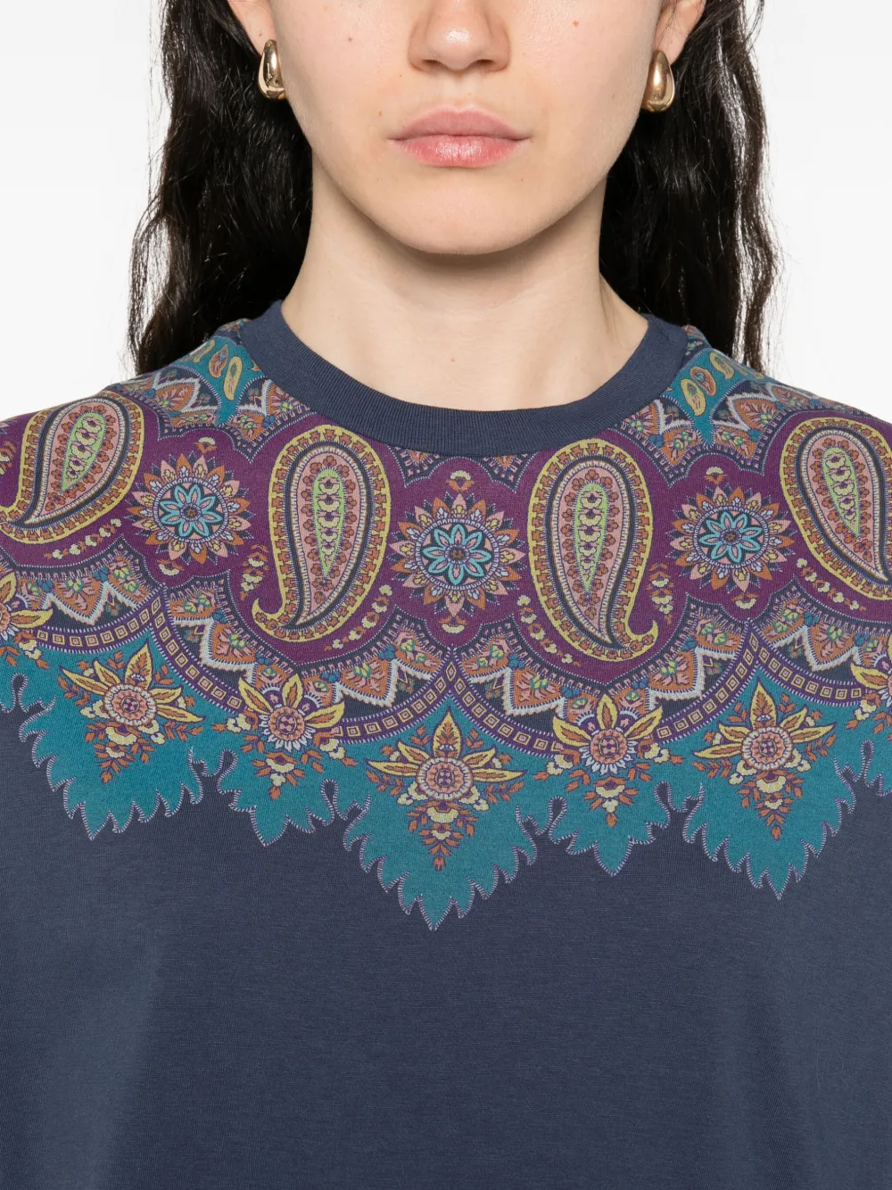 ETRO T-shirt met paisley-print Blauw