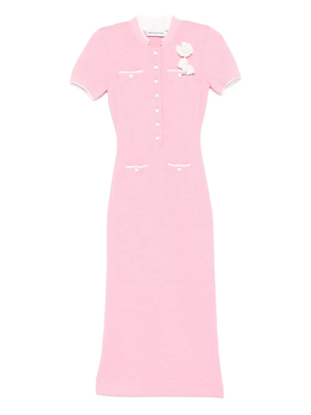 Self-Portrait floral-appliqué midi dress | Pink | Image 1