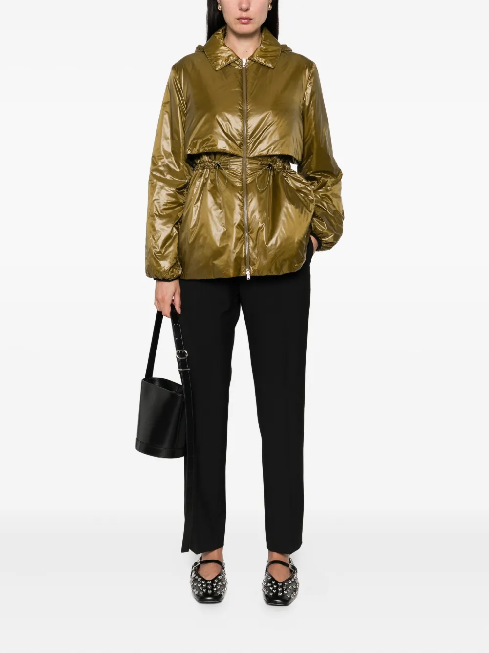 Herno Parka met trekkoord taille Groen