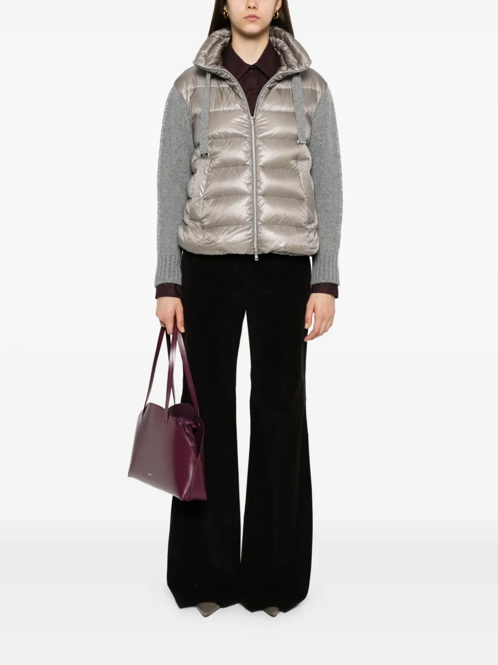 Herno quilted knitted-sleeve jacket Grijs