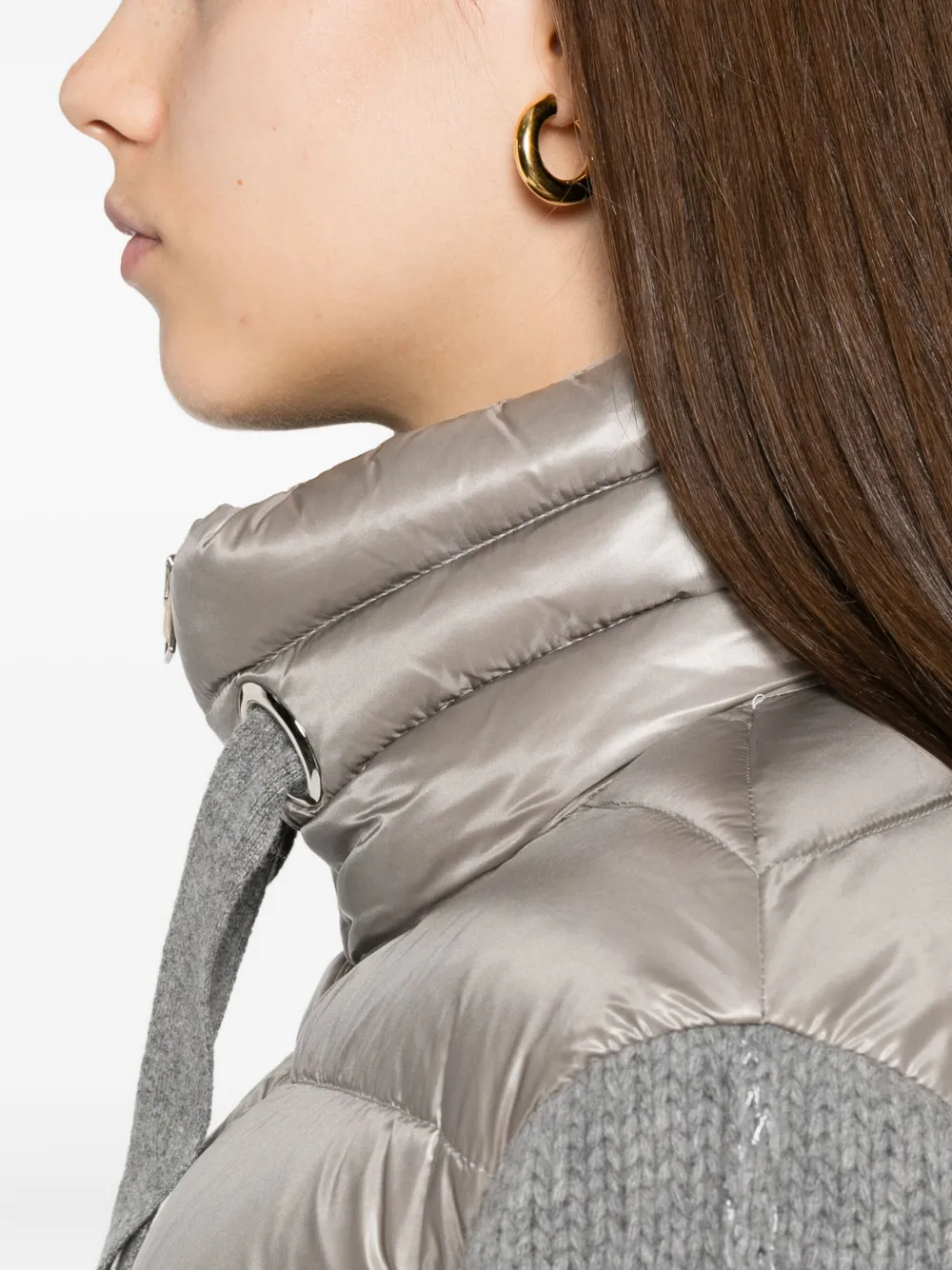 Herno quilted knitted-sleeve jacket Grijs
