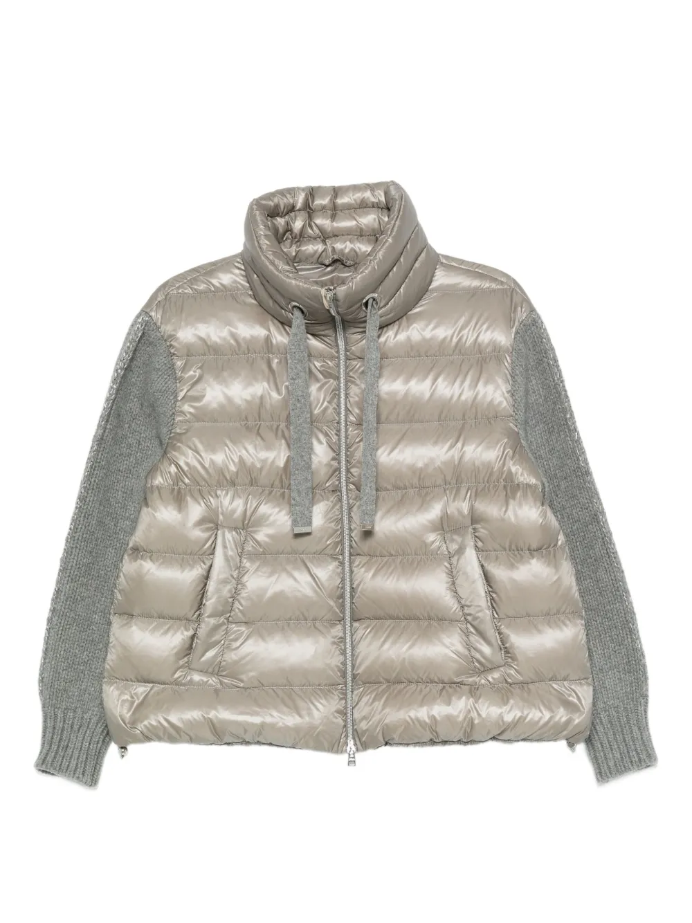 Herno quilted knitted-sleeve jacket Grijs