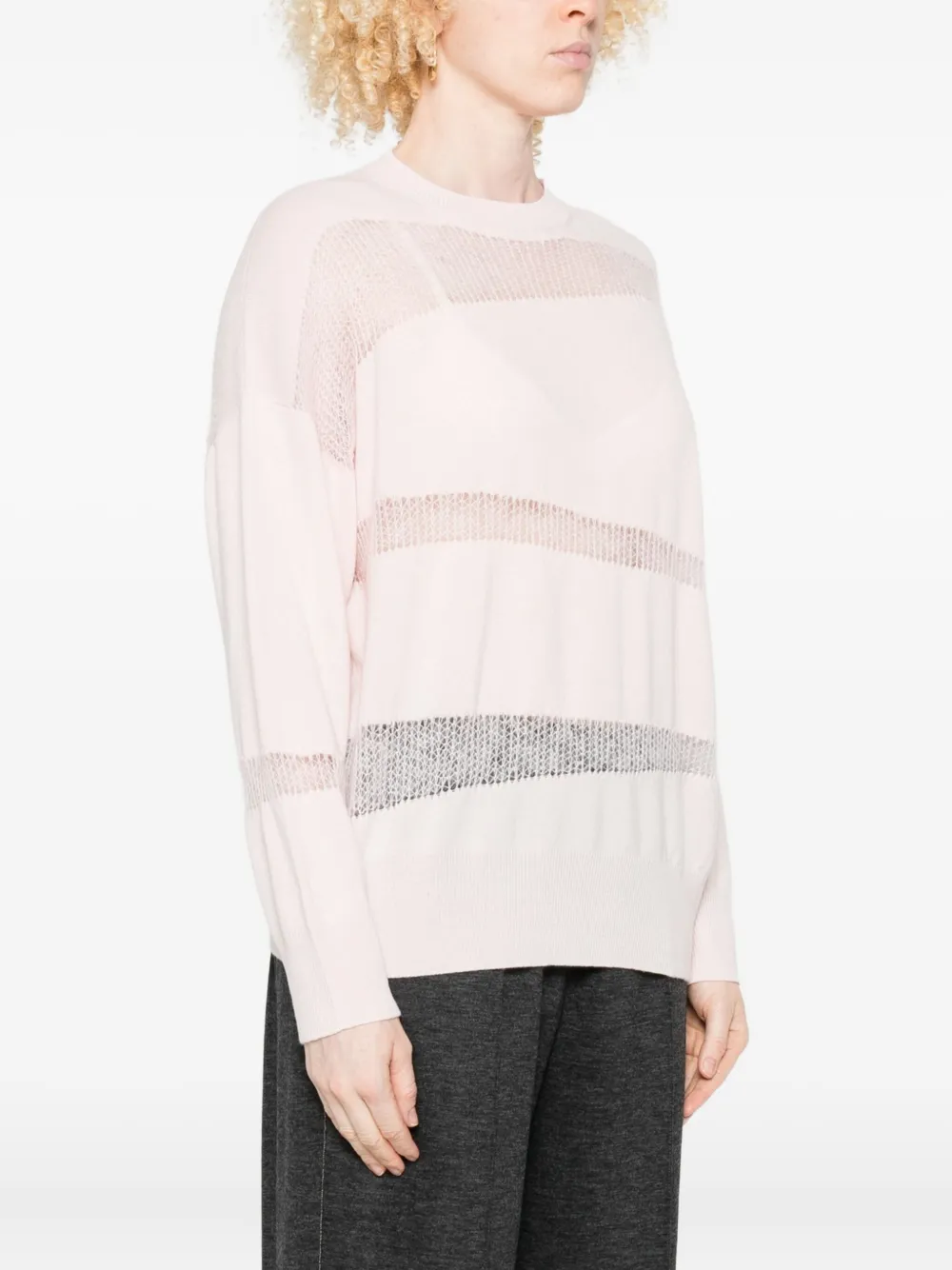 Fabiana Filippi Mesh-panel Sweater In Pink