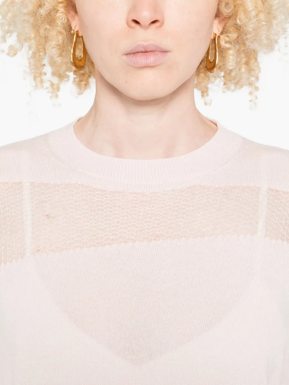 Fabiana Filippi Mesh-panel Sweater In Pink