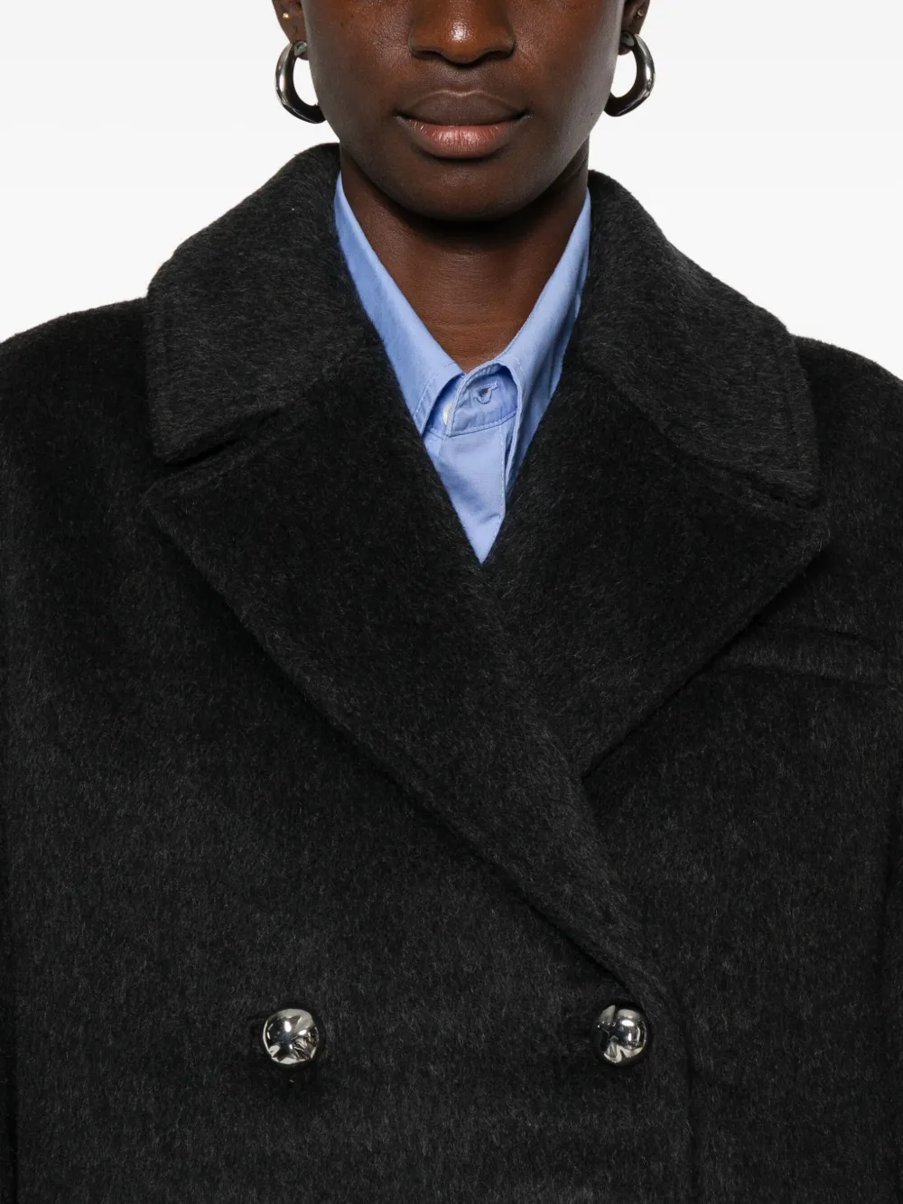 GANNI double-breasted jacket Grijs