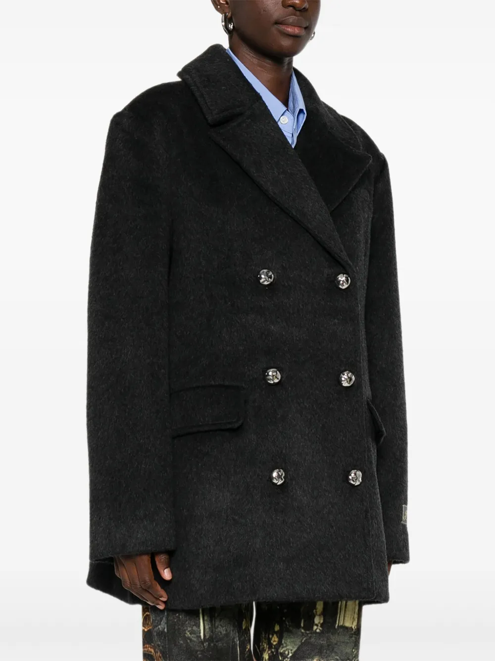 GANNI double-breasted jacket Grijs