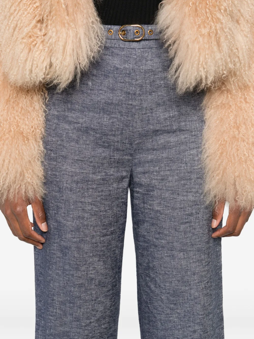 Zimmermann Hypnotic Belted Flared Trousers In Blue