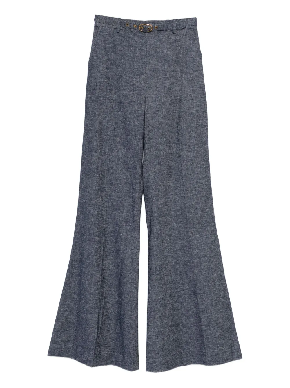 Zimmermann Hypnotic Belted Flared Trousers In Blue