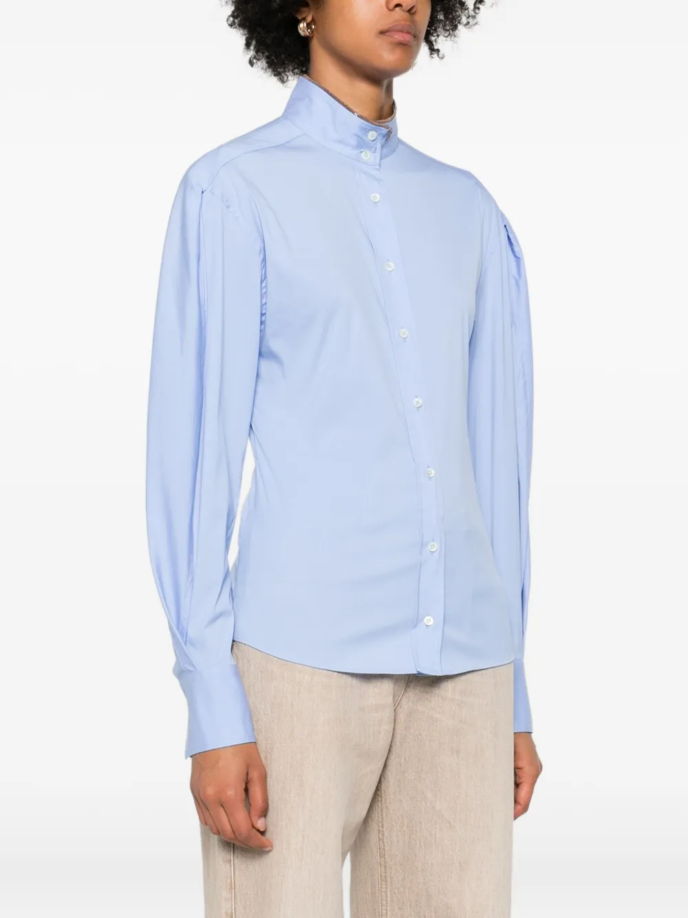 Brunello Cucinelli Puffed Sleeve Blouse In Blue