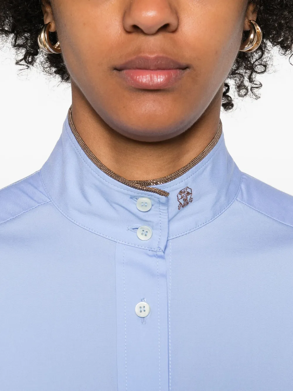 Brunello Cucinelli Puffed Sleeve Blouse In Blue