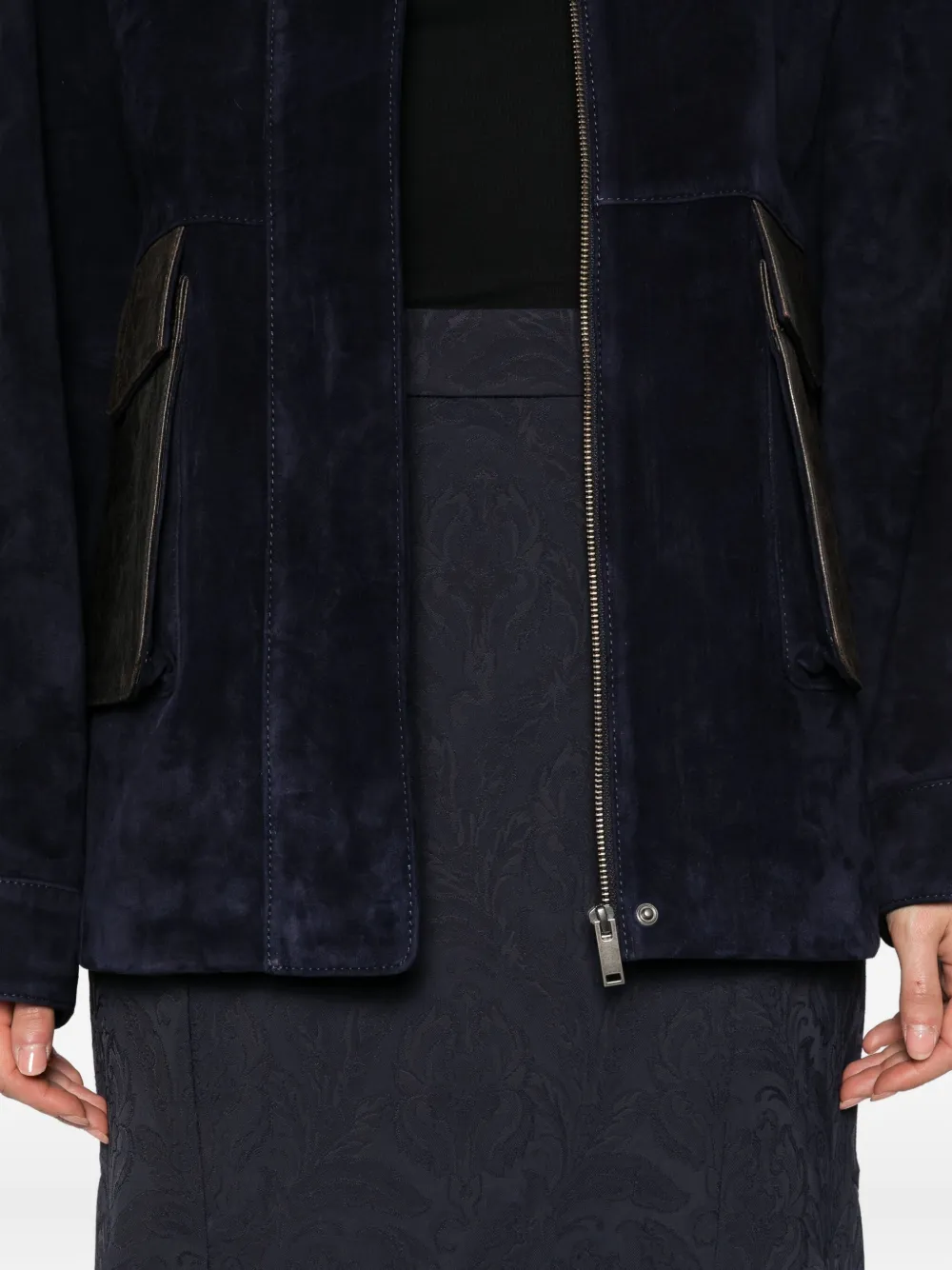 Etro Damask-pattern Midi Skirt In Blue