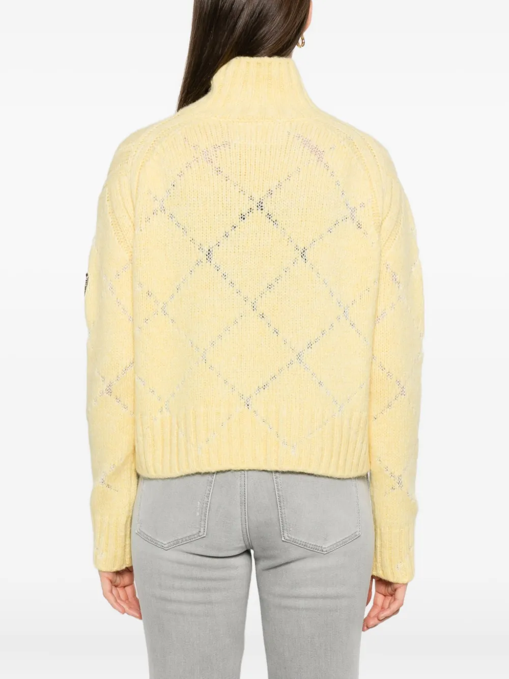 Ermanno Scervino Trui met hoge hals en diamantpatroon Geel