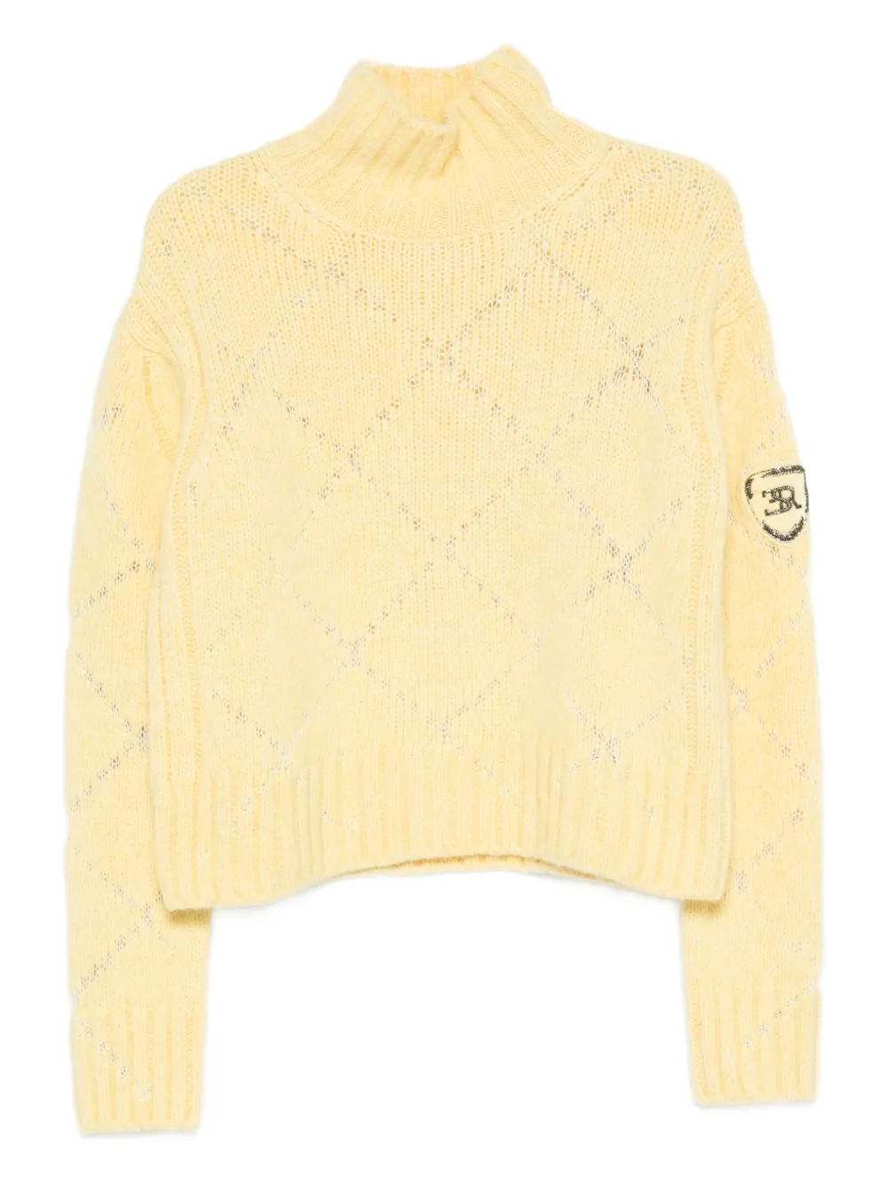 Ermanno Scervino Trui met hoge hals en diamantpatroon Geel