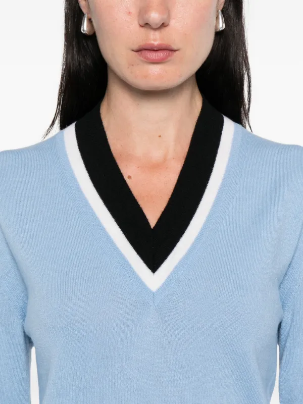 Marni V-neck Wool Sweater | Blue | FARFETCH JO