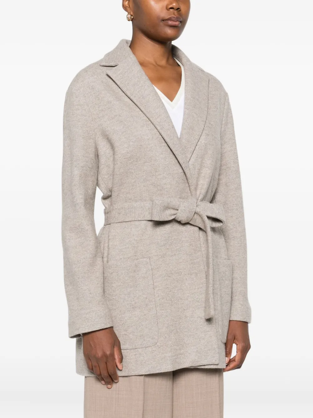 Fabiana Filippi Belted Short Coat In Neutral