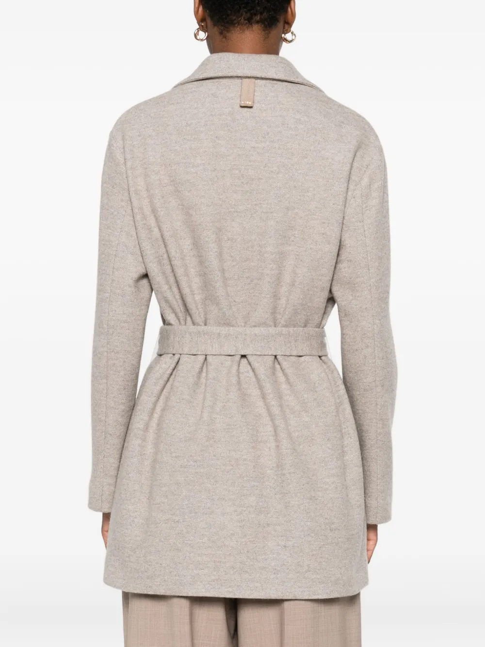 Fabiana Filippi Belted Short Coat In Neutral