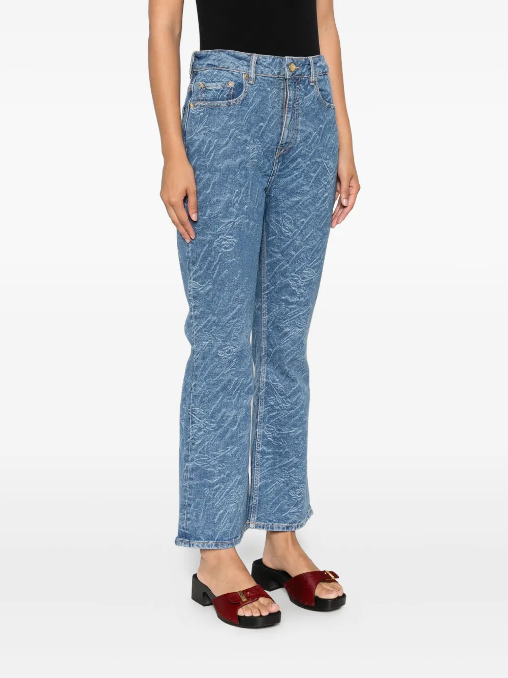 GANNI Jeans met textuur en vijf zakken Blauw