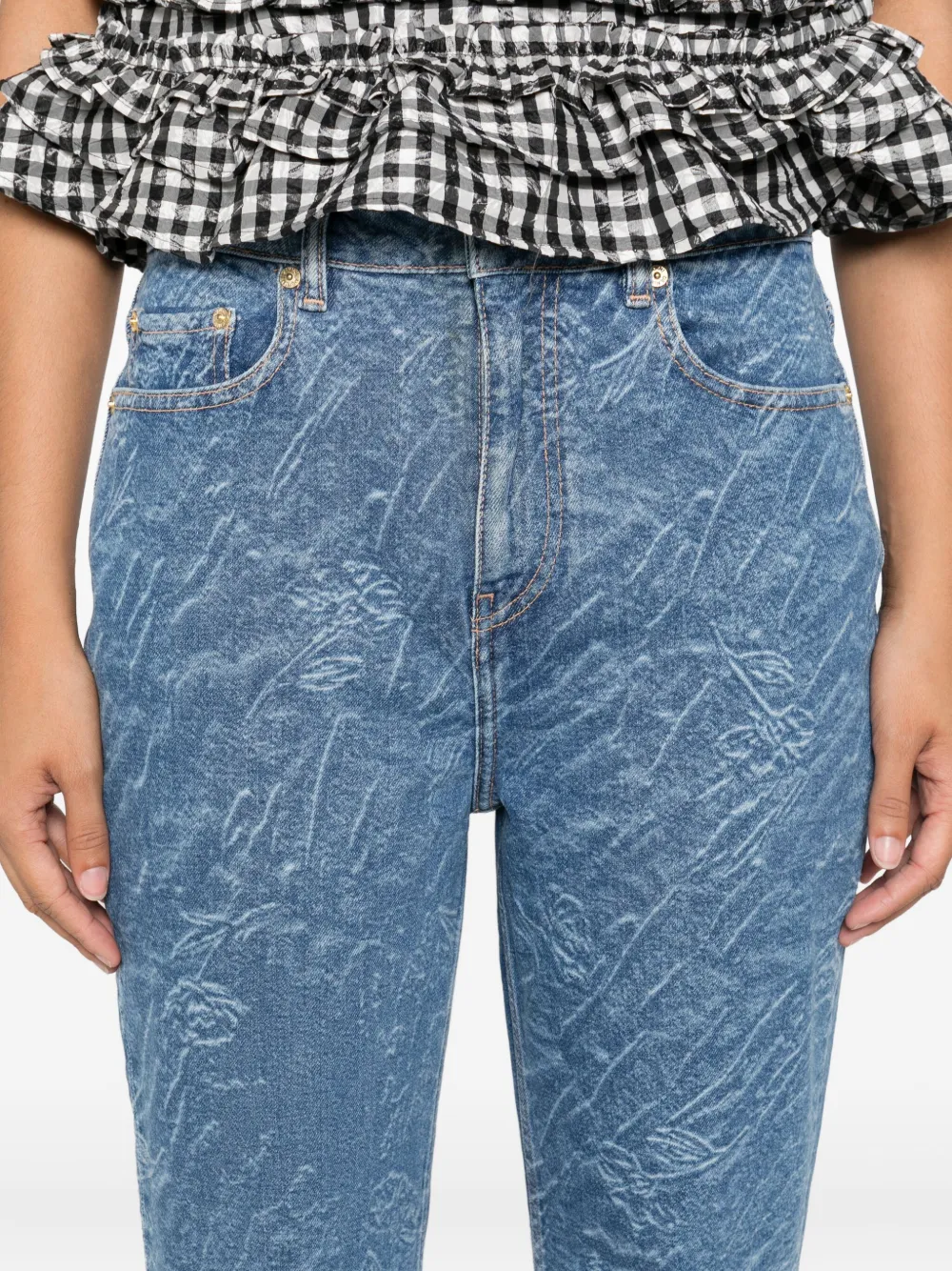 GANNI Jeans met textuur en vijf zakken Blauw